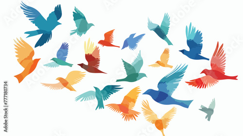 Abstract birds flying Flat vector isolated on white