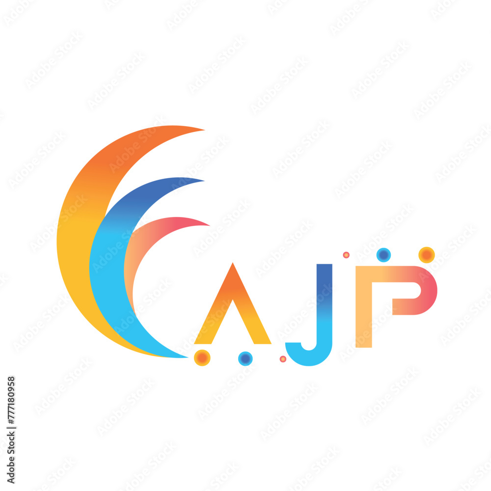 Fototapeta premium AJP letter technology Web logo design on white background. AJP uppercase monogram logo and typography for technology, business and real estate brand. 