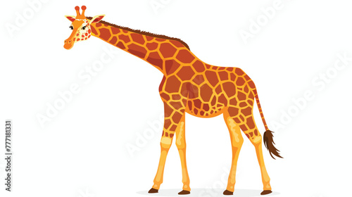 Fototapeta Naklejka Na Ścianę i Meble -  Cartoon giraffe isolated on white background flat vector