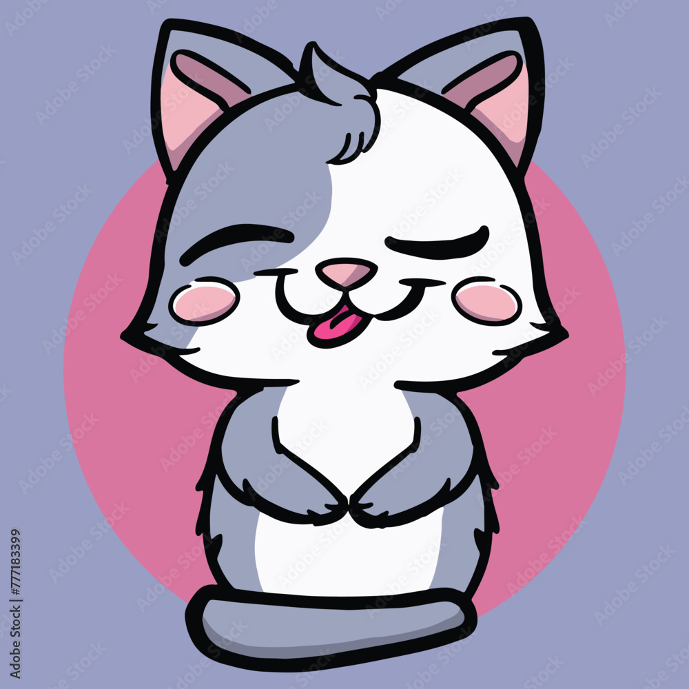 Funny cute grey kitty cat cartoon character vector illustration Funny cute grey kitty cat cartoon character vector illustration