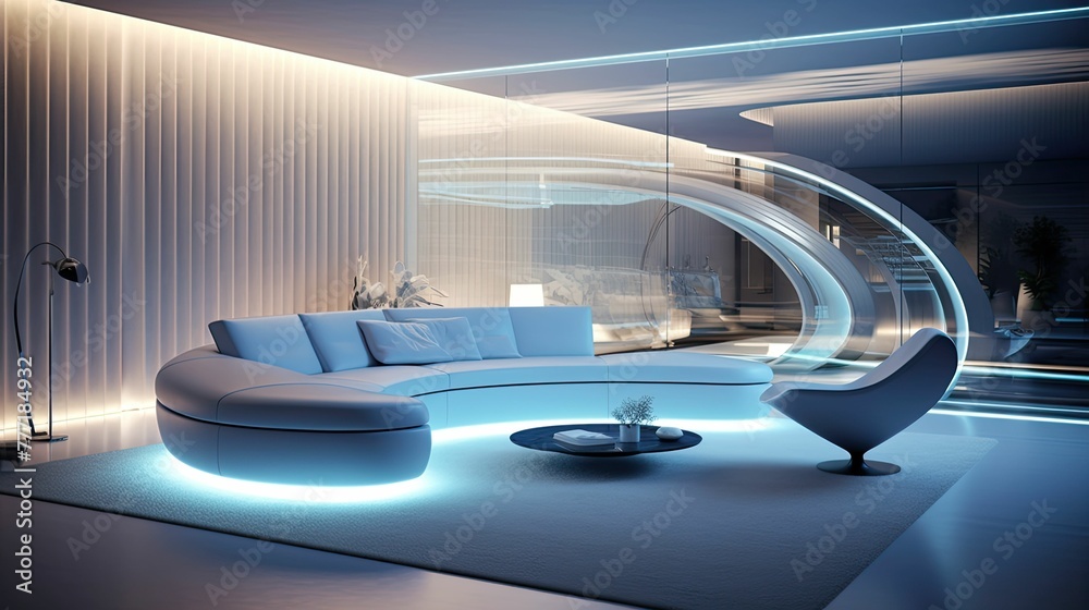 futuristic blurred interior design room