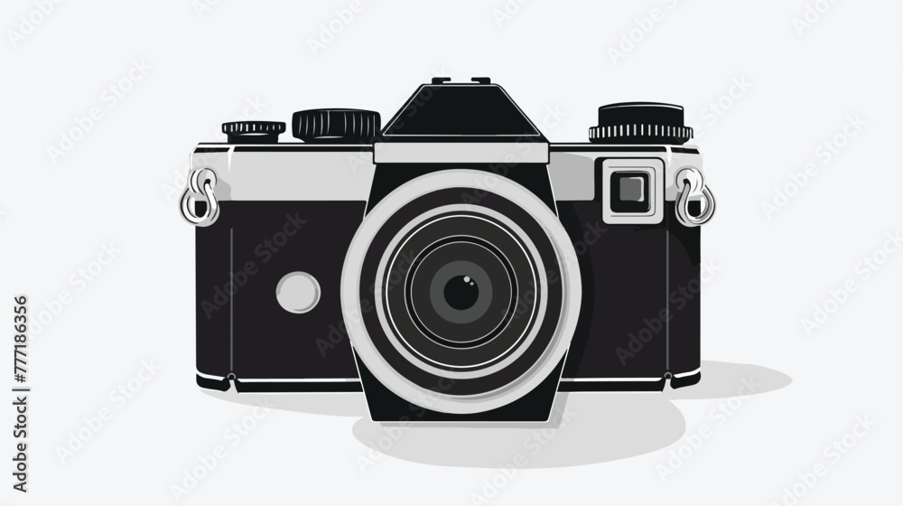 Black and white camera icon flat vector Flat vector