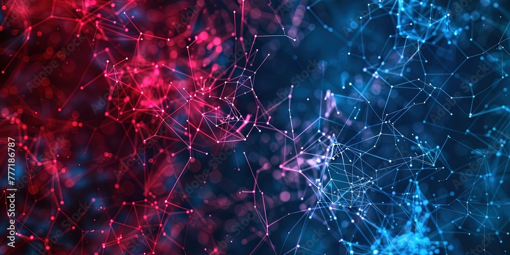 Neural connections red and blue color abstraction background