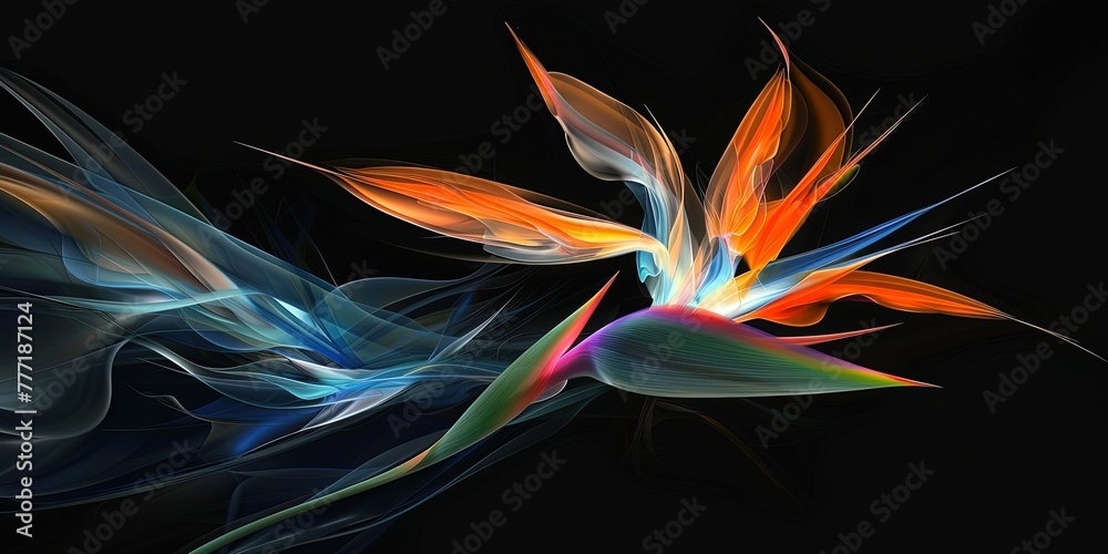 Colorful abstract flower on a black background
