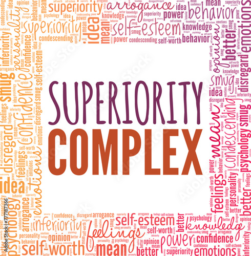Superiority Complex word cloud conceptual design isolated on white background.
