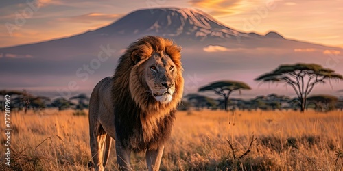 Lion king of beasts in the wild background © Людмила