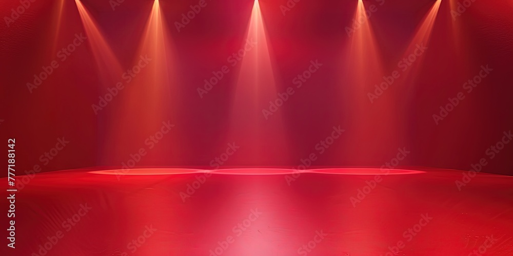 Red stage spotlights abstraction background