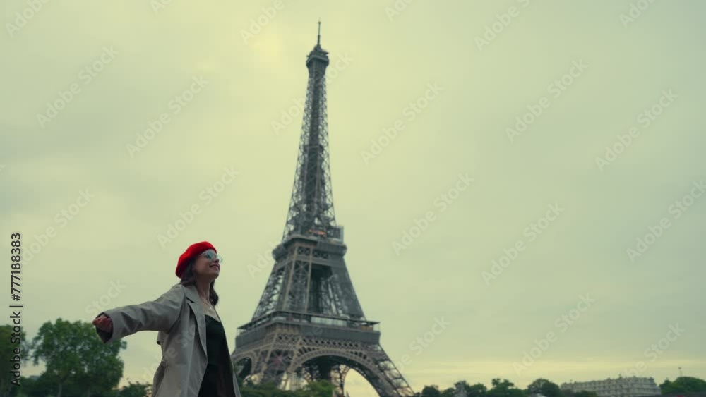 Woman Posing with Eiffel Tower