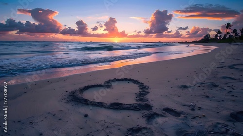 Heart shapes on a beach at Deerfield Beach Florida during the end of the day