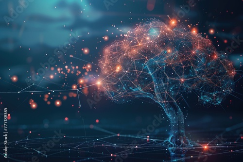 artificial intelligence robot   Machine learning  AI brain tree on big data network connection background  Science and artificial intelligence technology  innovation and futuristic 