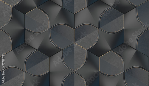 Seamless 3D Geometric Wallpaper Design photo