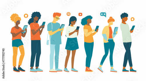 Illustration concept of people using smartphone technology © Roses