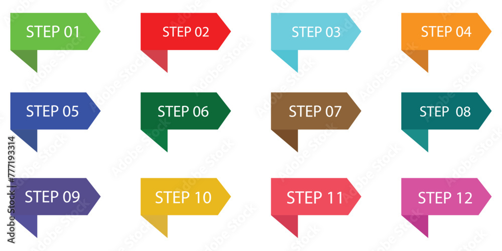 Super set bullet point on white background. Colorful markers with number from 1 to 12. Modern vector illustration. EPS file 55. Super set bullet point on white background. Colorful markers with number from 1 to 12. Modern vector illustration. EPS file 55.