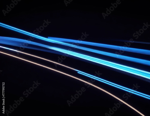 Neon Light - Complementary colors of Light Trail on black background. Abstract Background.
