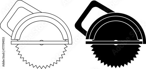 outline silhouette circular saw icon set