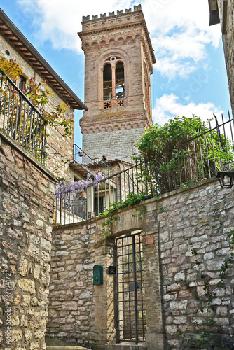 Corciano, il campanile della chiesa dell'Assunta nel vecchio borgo - Perugia, Umbria