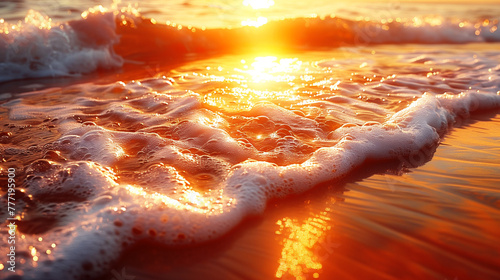 Summer foamy soft wave texture with sunlight reflection