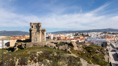 vista aérea del bonito castillo de Santa Catalina en el municipio de Tarifa, Andalucía photo