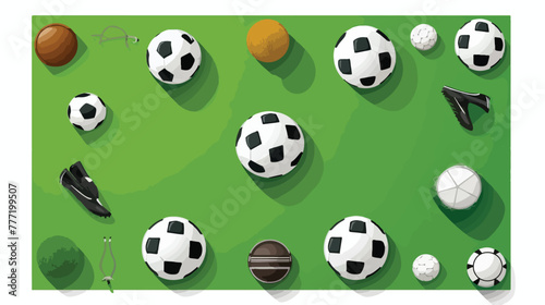 Soccer ball and different referee equipment on green