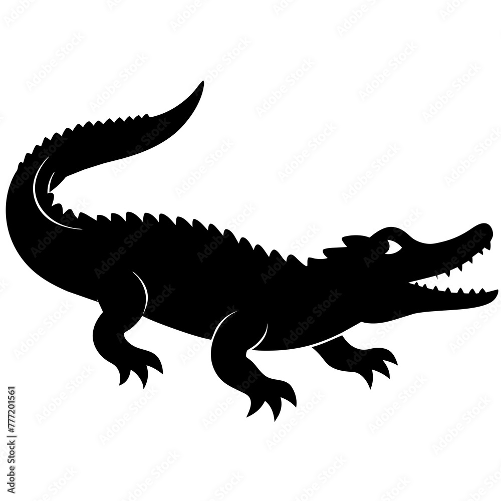 Fototapeta premium Simple crocodile Silhouette Vector logo Art, Icons, and Graphics vector illustration