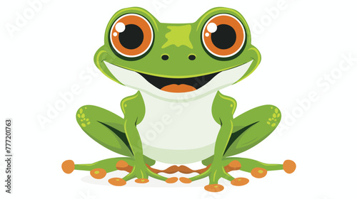 Cartoon happy frog on white background flat vector isolated