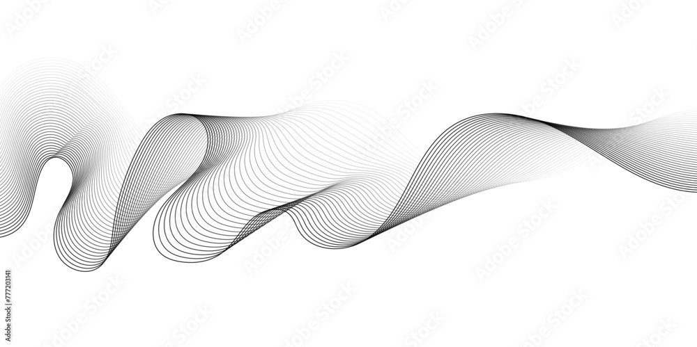 Abstract wave and curved blend lines on transparent background. Sound, music, volume background. Design for brochure, flyer, banner, template, wallpaper background and many more.