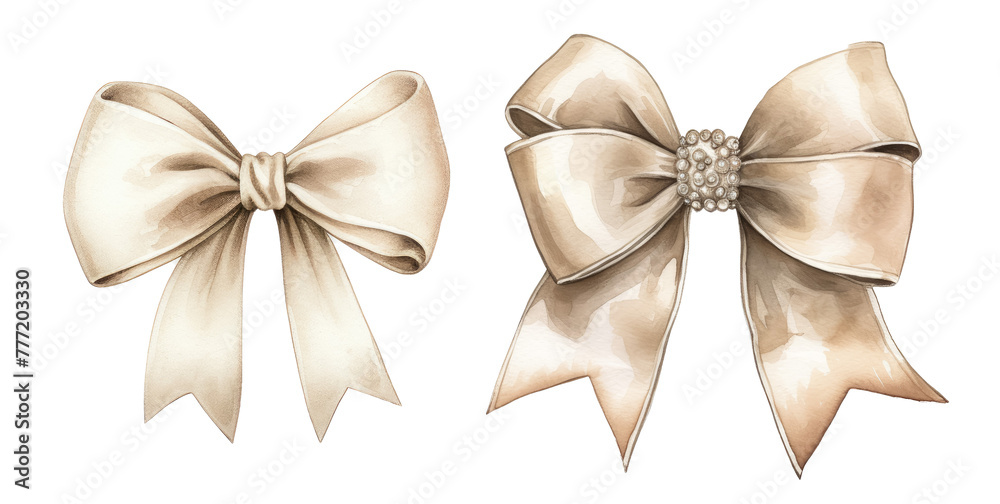 Elegant cream bows with and without pearls