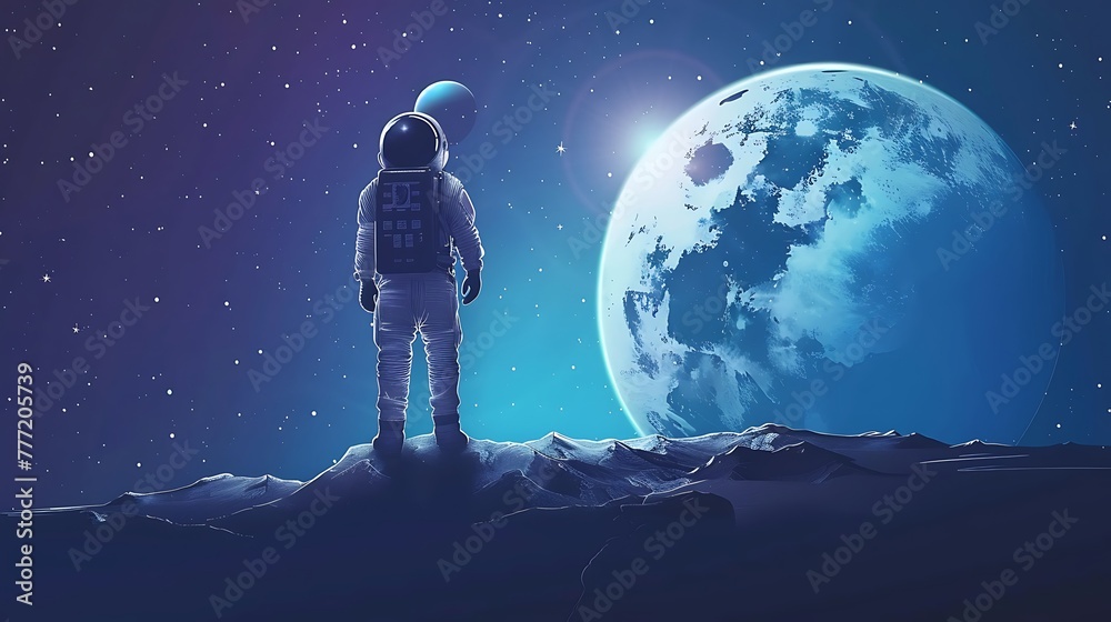 astronaut illustration image, international day of human space flight event concept - obrazy, fototapety, plakaty 