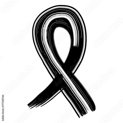 Hand drawn black ribbon brush stroke paint