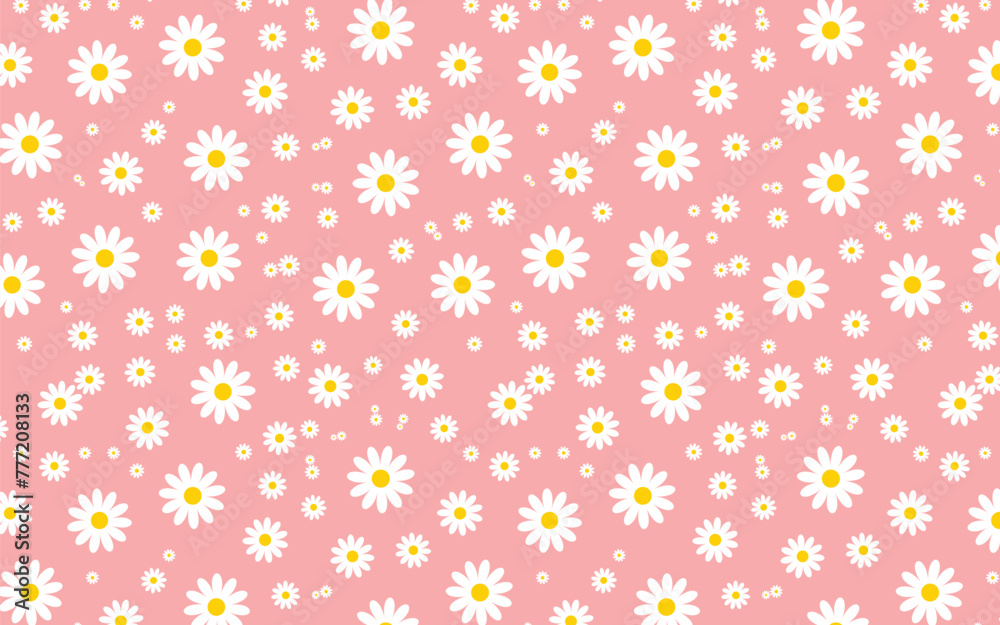 white daisies flower on pink background seamless pattern white daisies flower on pink background seamless pattern