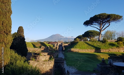 Pompeii  an ancient Roman town destroyed by the volcano Vesuvius.