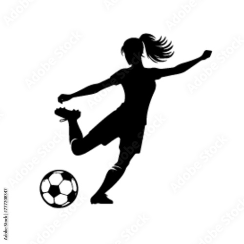 minimalist Football player kicking ball vector black color silhouette, Black color silhouette, isolated white background-10