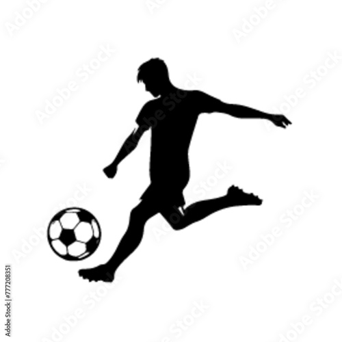 minimalist Football player kicking ball vector black color silhouette, Black color silhouette, isolated white background-12 © Dream Is Power