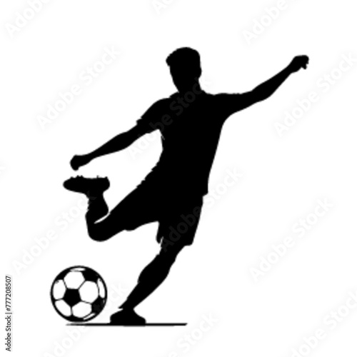 minimalist Football player kicking ball vector black color silhouette, Black color silhouette, isolated white background-21
