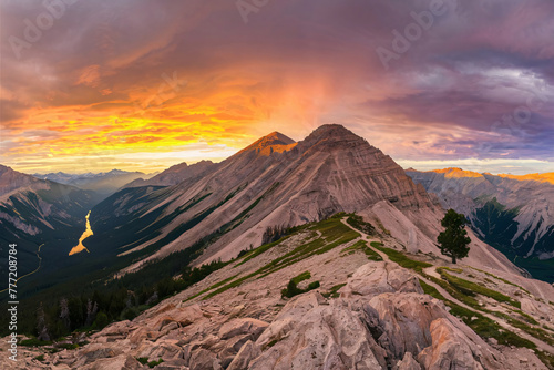 sunset over the mountains