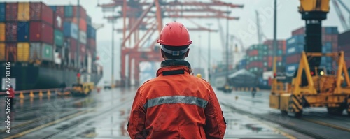 A port worker the unsung hero of global trade ensures the seamless movement of goods at the bustling container port
