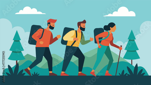 A group of friends confidently attempting a challenging hike without proper gear or knowledge overesti their physical abilities and getting