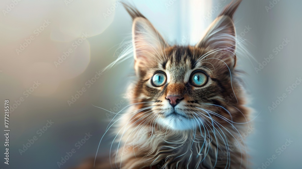 portrait of a cute maincoon cat