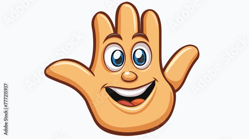 Cartoon happy waving hand flat vector isolated on white