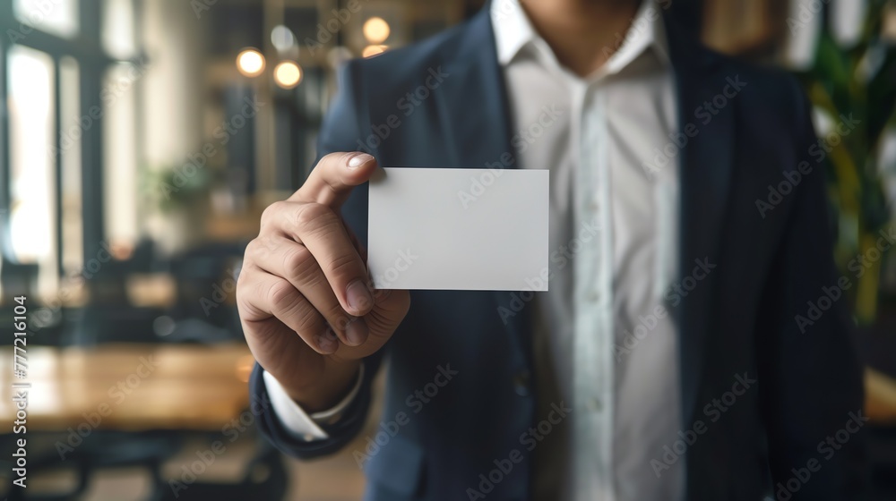 businessman hold paper plain for mockup logo, name tag, design businessman hold paper plain for mockup logo, name tag, design