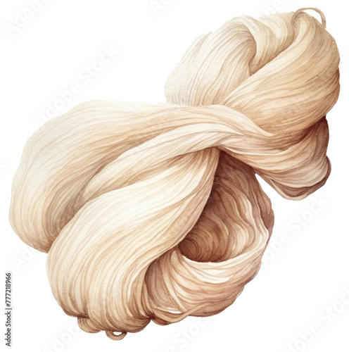 Intricate skein of beige yarn close-up