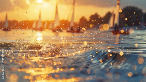 Background of a professional sailing competition at sea