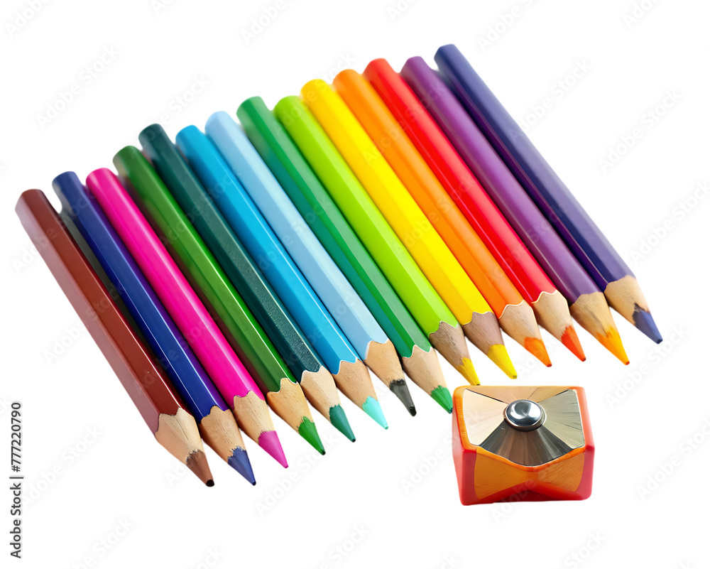 Fototapeta premium multicolored sharpened pencils transparent set