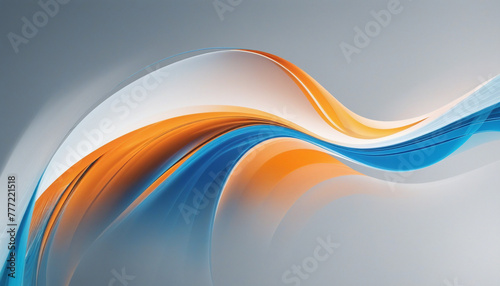 Abstract background with smooth lines in blue and orange colors on white bright colors