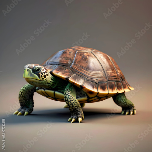 Colourful Turtle On A Isolated Background 3D 300PPI High Resolution Image photo