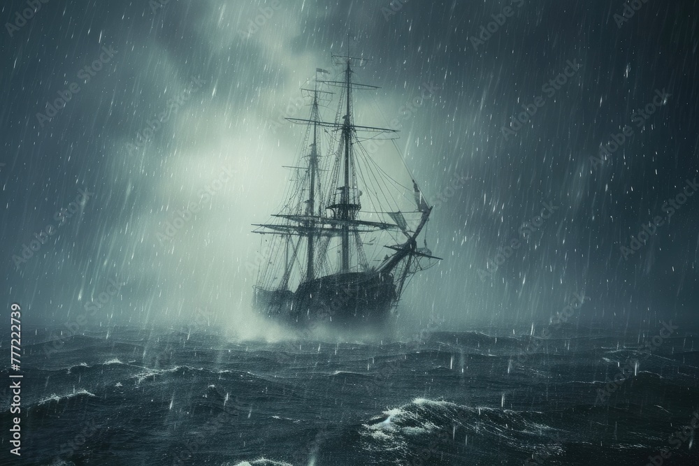 Storm's Embrace: Ship Struggles in the Tempest Storm's Embrace: Ship Struggles in the Tempest