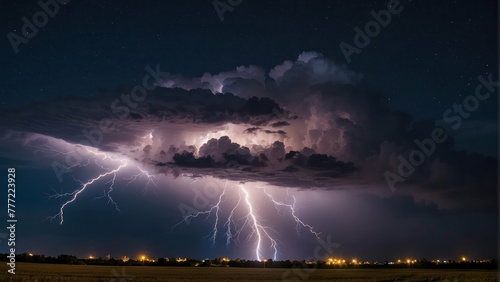 Majestic thunderstorm with intense lightning photo