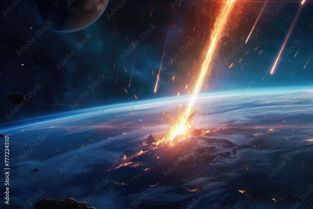 Earth's Encounter: Comets Impacting - obrazy, fototapety, plakaty 