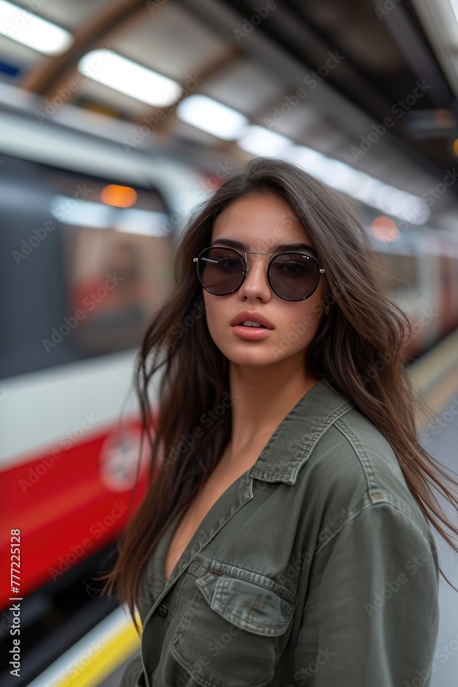 Metro Elegance: Latina Beauty on London Tube Platform Metro Elegance: Latina Beauty on London Tube Platform