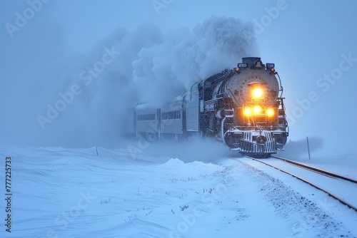 Snowbound Saga: Steam-Powered Snow Plow in Action
